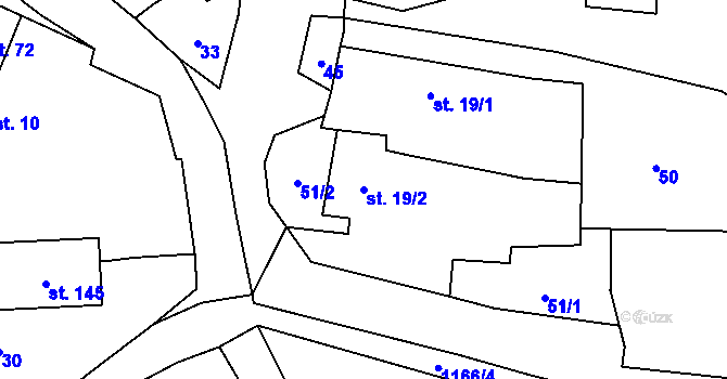 Parcela st. 19/2 v KÚ Nihošovice, Katastrální mapa