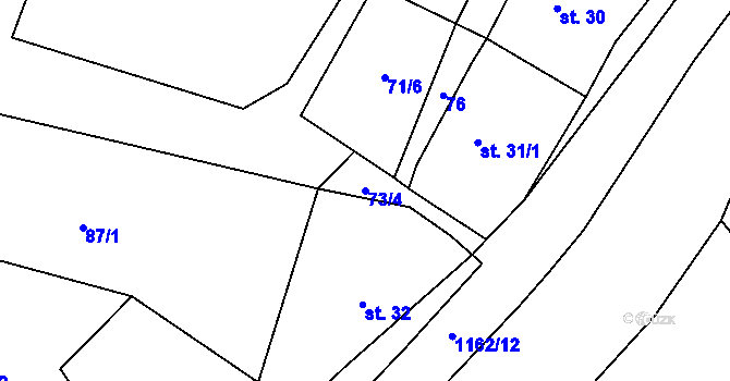 Parcela st. 73/4 v KÚ Nihošovice, Katastrální mapa