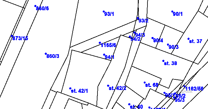 Parcela st. 94/1 v KÚ Nihošovice, Katastrální mapa