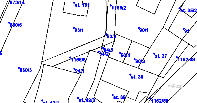 Parcela st. 94/2 v KÚ Nihošovice, Katastrální mapa