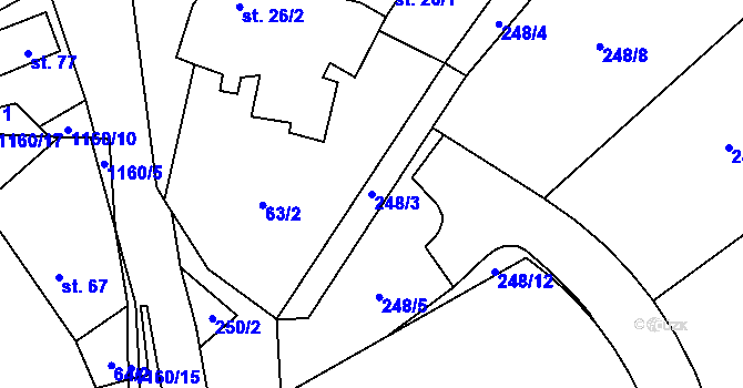 Parcela st. 248/3 v KÚ Nihošovice, Katastrální mapa
