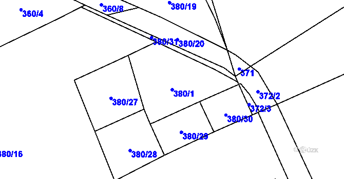 Parcela st. 380/1 v KÚ Nihošovice, Katastrální mapa