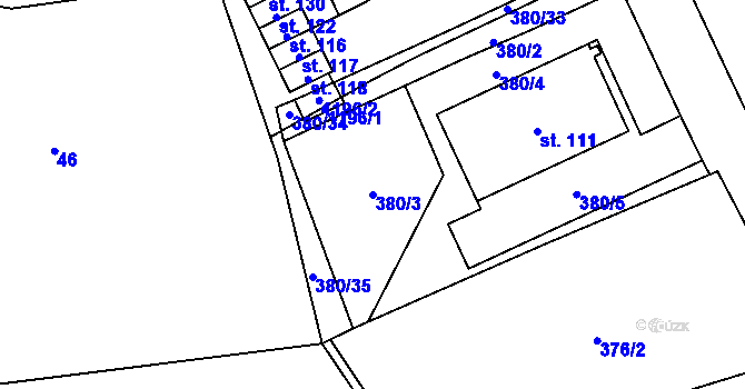 Parcela st. 380/3 v KÚ Nihošovice, Katastrální mapa