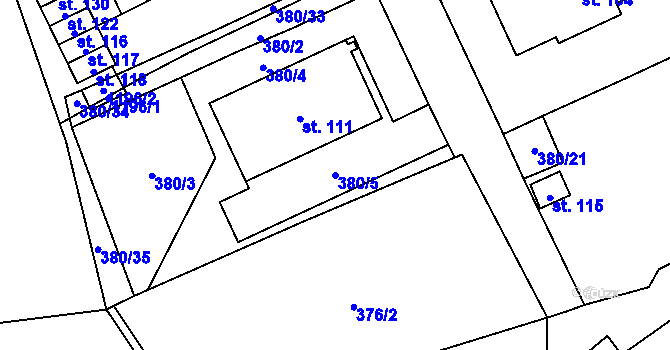 Parcela st. 380/5 v KÚ Nihošovice, Katastrální mapa