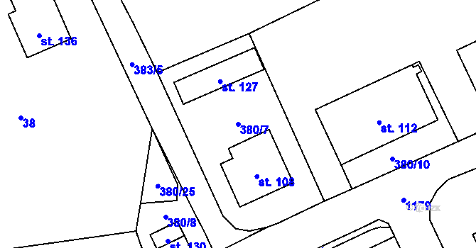 Parcela st. 380/7 v KÚ Nihošovice, Katastrální mapa