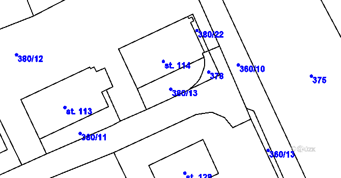 Parcela st. 380/13 v KÚ Nihošovice, Katastrální mapa