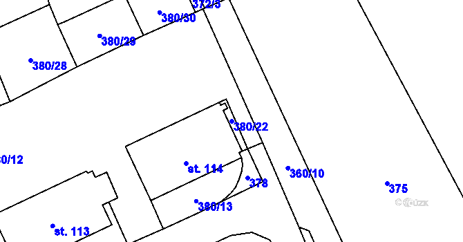 Parcela st. 380/22 v KÚ Nihošovice, Katastrální mapa