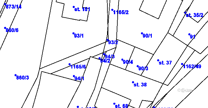 Parcela st. 94/3 v KÚ Nihošovice, Katastrální mapa