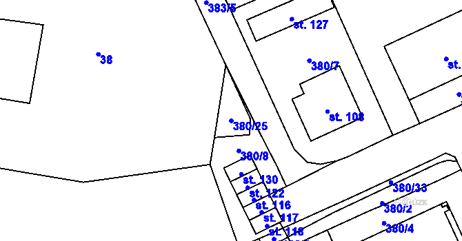 Parcela st. 380/25 v KÚ Nihošovice, Katastrální mapa