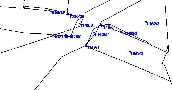 Parcela st. 1149/7 v KÚ Nihošovice, Katastrální mapa