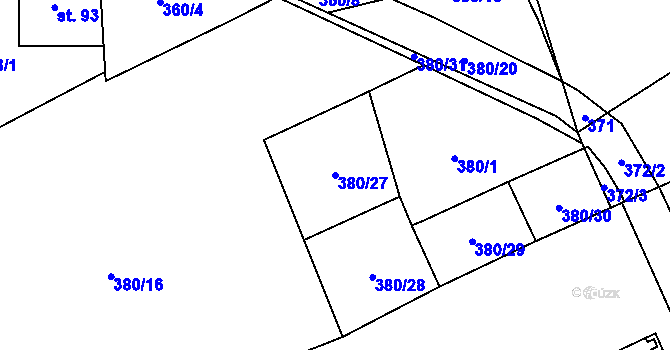 Parcela st. 380/27 v KÚ Nihošovice, Katastrální mapa