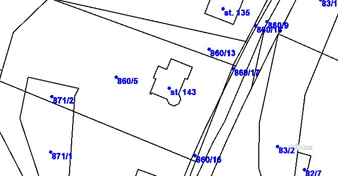 Parcela st. 143 v KÚ Nihošovice, Katastrální mapa