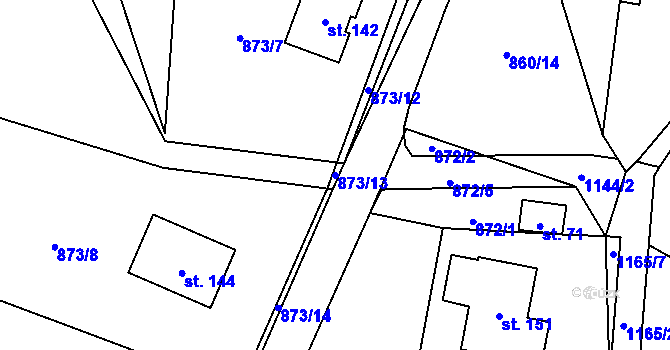 Parcela st. 873/13 v KÚ Nihošovice, Katastrální mapa