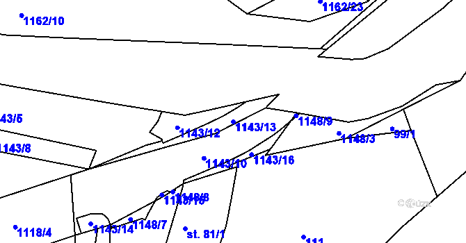 Parcela st. 1143/13 v KÚ Nihošovice, Katastrální mapa