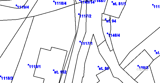 Parcela st. 1117/1 v KÚ Nihošovice, Katastrální mapa