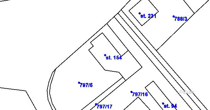 Parcela st. 154 v KÚ Níhov, Katastrální mapa