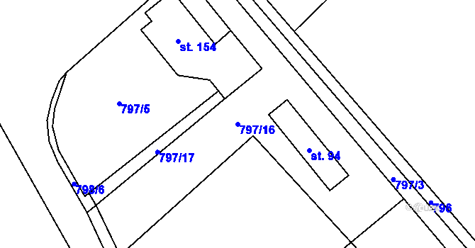 Parcela st. 797/16 v KÚ Níhov, Katastrální mapa
