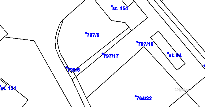 Parcela st. 797/17 v KÚ Níhov, Katastrální mapa