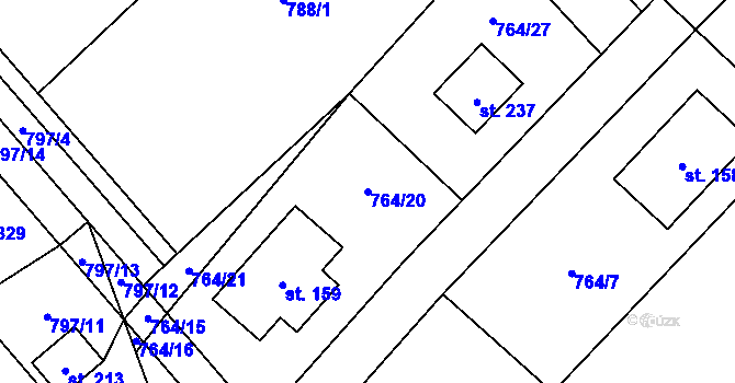 Parcela st. 764/20 v KÚ Níhov, Katastrální mapa