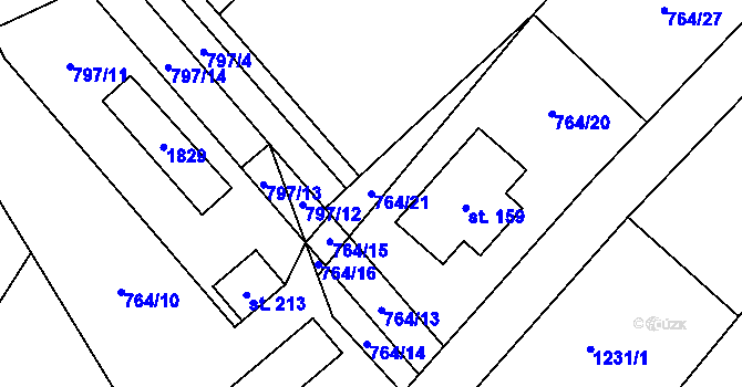 Parcela st. 764/21 v KÚ Níhov, Katastrální mapa