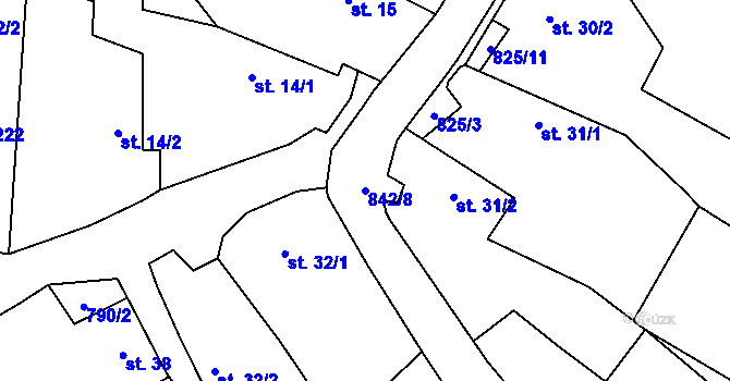 Parcela st. 842/8 v KÚ Níhov, Katastrální mapa