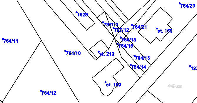 Parcela st. 213 v KÚ Níhov, Katastrální mapa