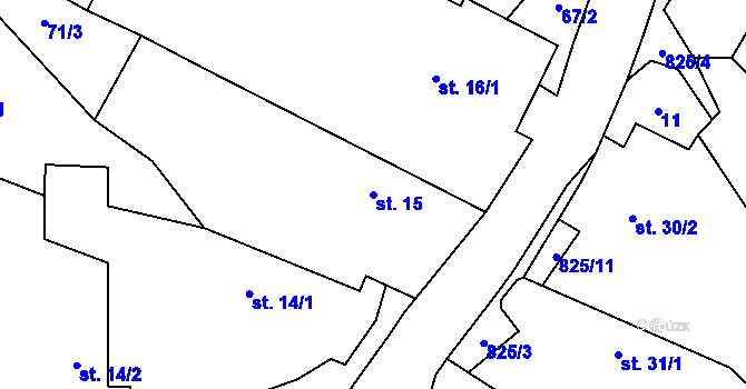 Parcela st. 15 v KÚ Níhov, Katastrální mapa