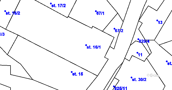 Parcela st. 16/1 v KÚ Níhov, Katastrální mapa