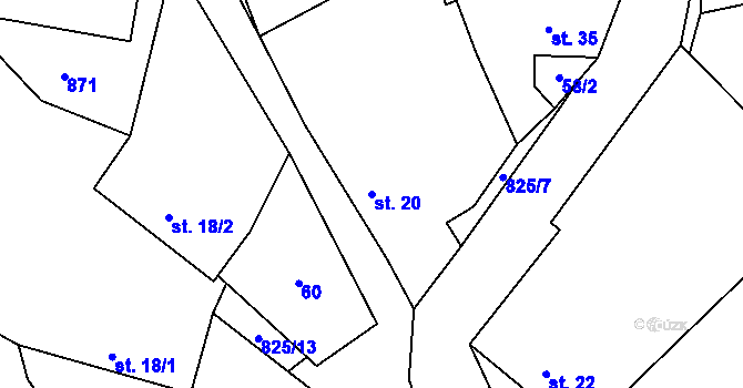 Parcela st. 20 v KÚ Níhov, Katastrální mapa