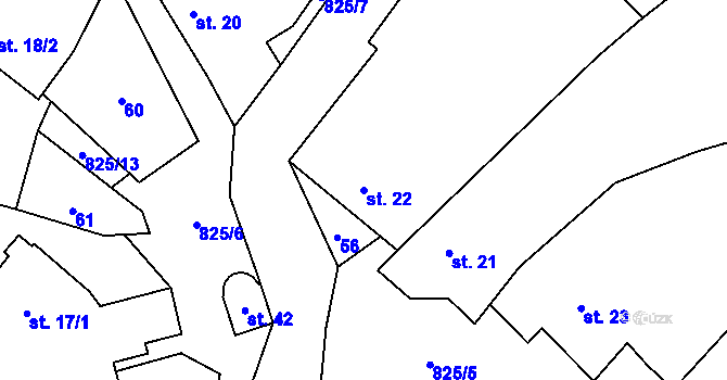 Parcela st. 22 v KÚ Níhov, Katastrální mapa