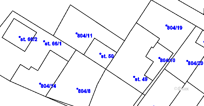 Parcela st. 50 v KÚ Níhov, Katastrální mapa