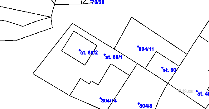 Parcela st. 66/1 v KÚ Níhov, Katastrální mapa