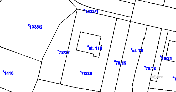 Parcela st. 110 v KÚ Níhov, Katastrální mapa