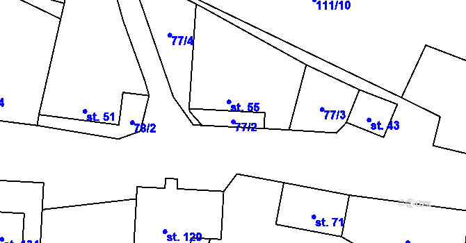 Parcela st. 77/2 v KÚ Níhov, Katastrální mapa