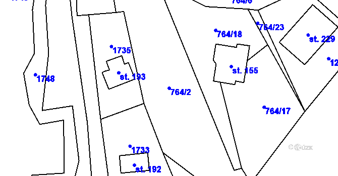 Parcela st. 764/2 v KÚ Níhov, Katastrální mapa