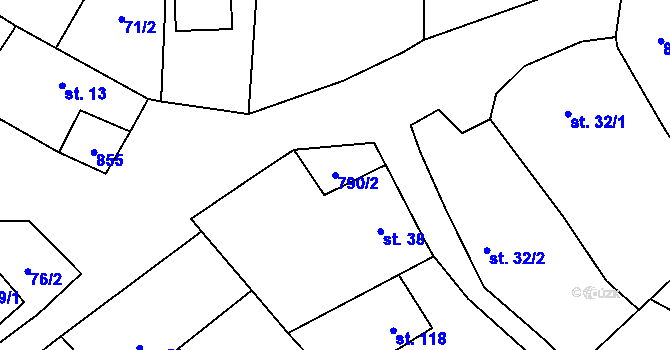 Parcela st. 790/2 v KÚ Níhov, Katastrální mapa