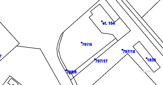 Parcela st. 797/5 v KÚ Níhov, Katastrální mapa