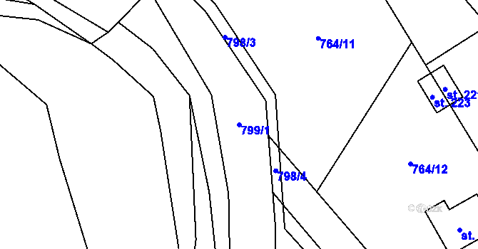 Parcela st. 799/1 v KÚ Níhov, Katastrální mapa