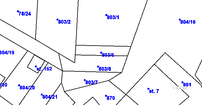 Parcela st. 803/5 v KÚ Níhov, Katastrální mapa