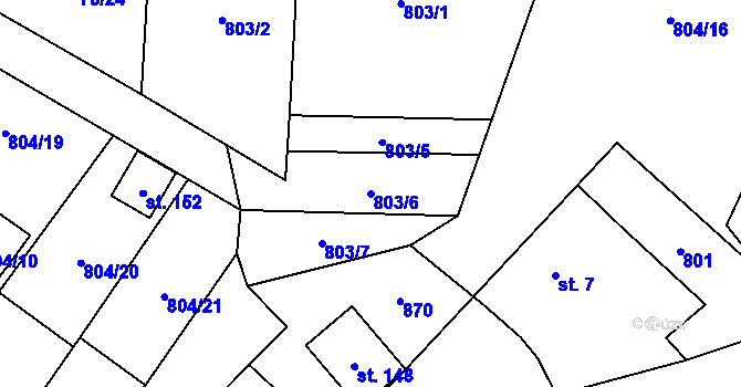 Parcela st. 803/6 v KÚ Níhov, Katastrální mapa