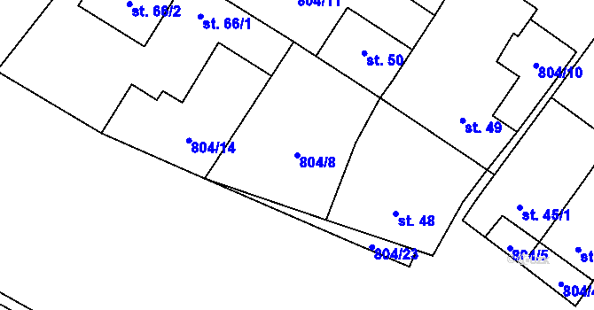 Parcela st. 804/8 v KÚ Níhov, Katastrální mapa