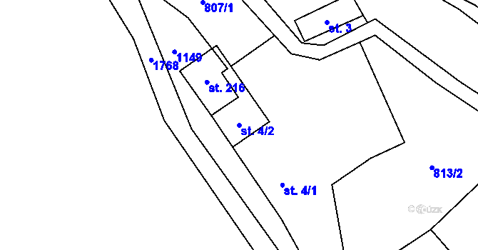 Parcela st. 4/2 v KÚ Níhov, Katastrální mapa