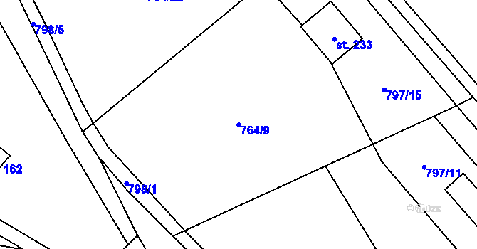 Parcela st. 764/9 v KÚ Níhov, Katastrální mapa