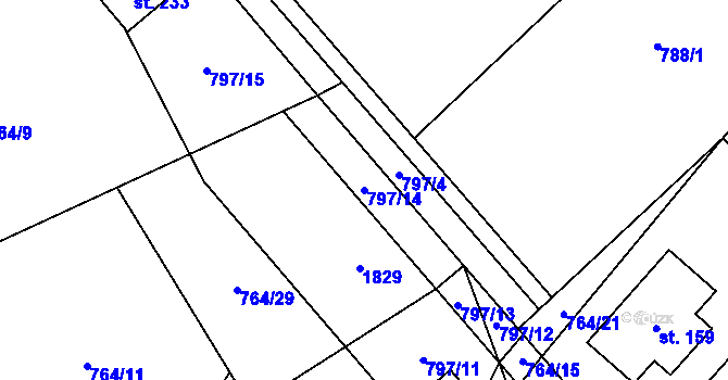 Parcela st. 797/14 v KÚ Níhov, Katastrální mapa