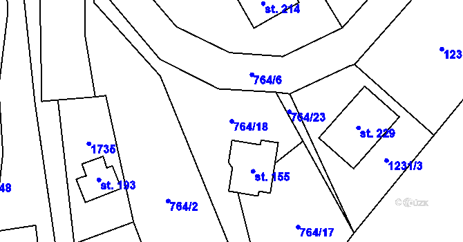 Parcela st. 764/18 v KÚ Níhov, Katastrální mapa
