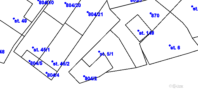 Parcela st. 5/1 v KÚ Níhov, Katastrální mapa