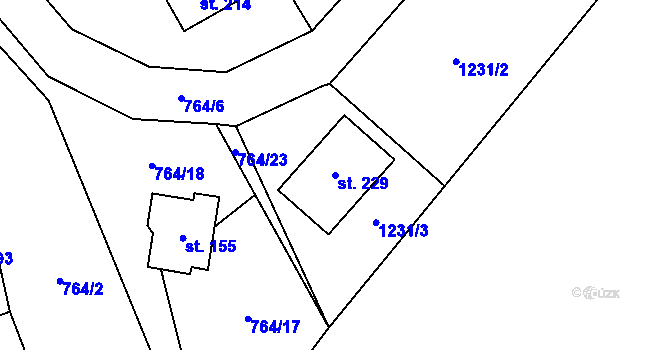 Parcela st. 229 v KÚ Níhov, Katastrální mapa