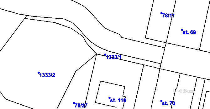Parcela st. 1333/1 v KÚ Níhov, Katastrální mapa