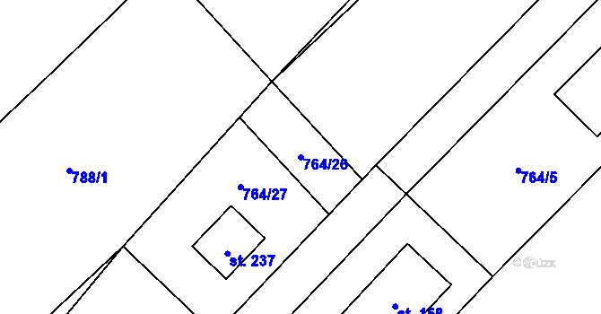 Parcela st. 764/26 v KÚ Níhov, Katastrální mapa