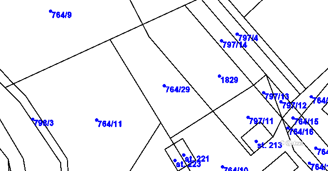 Parcela st. 764/29 v KÚ Níhov, Katastrální mapa